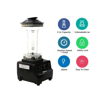Nobel 2L Tabletop Blender Stepless Speed, Pulse Function, Ice Crushing, Safety Lock, Commercial Use NB550COM