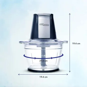 Super General Mini Chopper 1L – 500W Food Chopper with Glass Bowl, Stainless Steel Blades SGCH13D