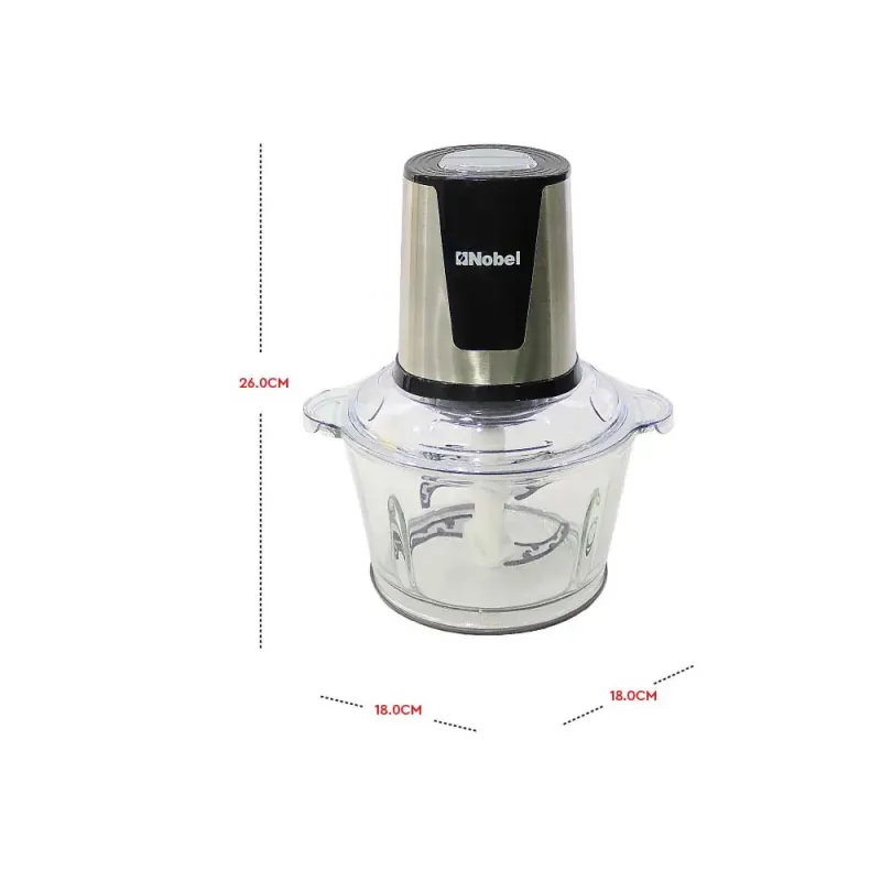 Nobel Chopper Transparent 1.8L Full Metal Gear Stainless Steel Blade NCFP418GP