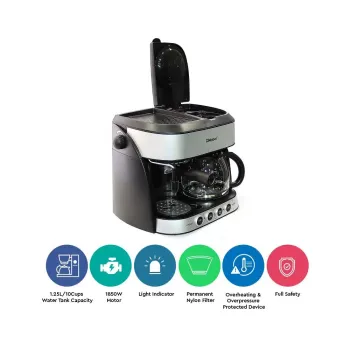 Nobel Coffee Machine 1.25L Espresso & Americano with Steam Pump NCM13