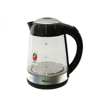 Nobel Electric Kettles 1.7 Liter Glass with LED Light Stainless Steel Heating Element with 3 Step Safety Protection, Stain Resistant Boiling Dry Protection, NK170GK