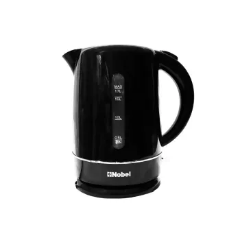 Nobel Electric Kettle 1.7 Liter Plastic Body Single Sided Water Window with 360 Degree Strix Control, Boiling Dry Protection Auto Shutoff NK17BK