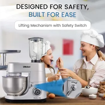 Nobel Food Processor 3-in-1 Multifunctional Stand Mixer with 7.0 L Stainless Steel Bowl & 1.5L Juicer Blender with 6 Speeds Mixing Tasks NBM100S