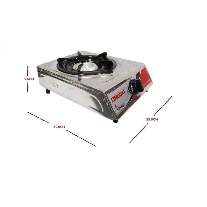 Nobel Nobel Gas Stove Single Gas Burner/Single Brass Burner, Stainless Steel Body Enamel Porcelain Trivet NGT1001
