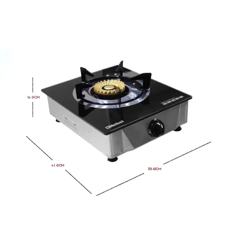 Nobel Single Stove Gas Burner Glass Top Heavy Cast Iron NGT1002G