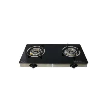 Nobel Gas Stove with Dual Gas Burner with Glass Black Brass Glass Top Auto Ignition Double Burner NGT2111