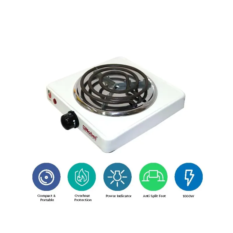 Nobel Single Spiral Hot Plate with 145mm Spiral, Temperature with Thermostat Control and Indication Light 1000W NHPS001