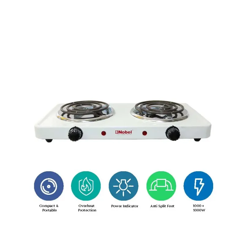 Nobel Spiral Double Hot Plate Temperature control with thermostat 2000W NHPS002