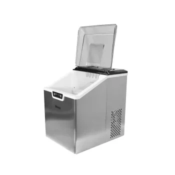 Nobel Ice Cube Maker Stainless Steel 15-18 Kgs  2.4Kgs Icebin Capacity, 3.2L Water Tank Bullet Ice Shaped Led Indicator NIM24