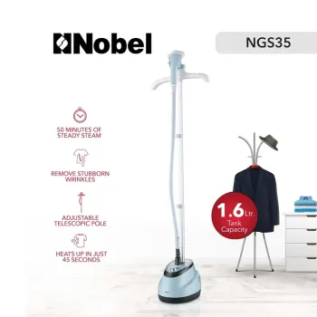 Nobel Garment Steamer 1800W with 1.6L Water Tank, Auto Shut-Off & Adjustable Telescopic Pole for Easy Use and Storage NGS35