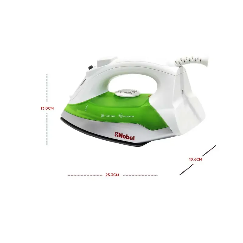 Nobel Variable & Vertical Steam Iron with Cord Length 2mtr, Cloth Seeve Cord, Non Stick Soleplate and Ergonomic Handle Design NSI246