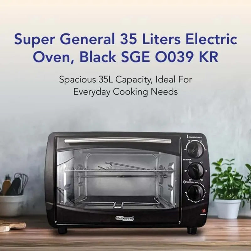 Super General 35L Electric Oven SGEO039KR, Durable Metal Body, Grill and Rotisserie