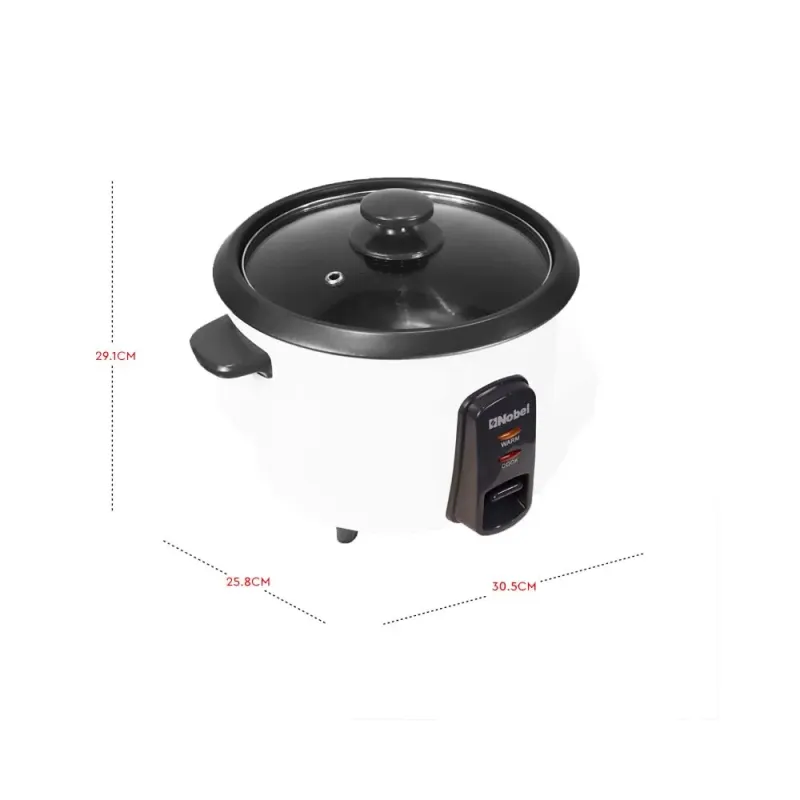 Nobel 1.5L Rice Cooker Auto Cook & Keep Warm, Tempered Glass Lid, Auto Shut-Off NRC150