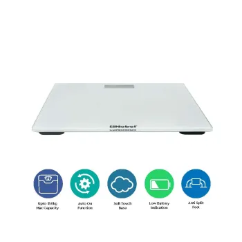 Nobel Weighing Scale White 150 Kgs Tempered Glass Digital Anti Slip Feet NBS52WH