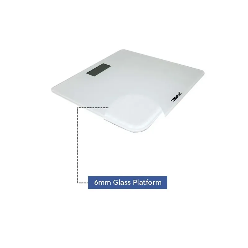 NOBEL WEIGHING SCALE White 180 KGS Tempered Glass Digital Anti Slip Feet NBS60WH