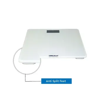 NOBEL WEIGHING SCALE White 180 KGS Tempered Glass Digital Anti Slip Feet NBS60WH