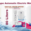 Hydramax Home Vertical Electric Water Heater 80L Inner Tank Design Italian Heating Element & Safety for Kitchen & Washroom Energy Efficient, White