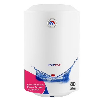 Hydramax Home Vertical Electric Water Heater 80L Inner Tank Design Italian Heating Element & Safety for Kitchen & Washroom Energy Efficient, White