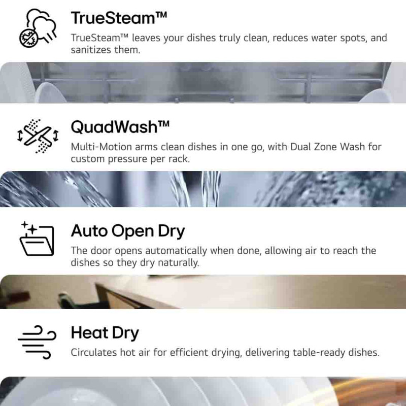 LG Dishwasher14 Place Setting Quad-Wash™ Dishwasher Machine Platinum Silver Model: DFC513FV