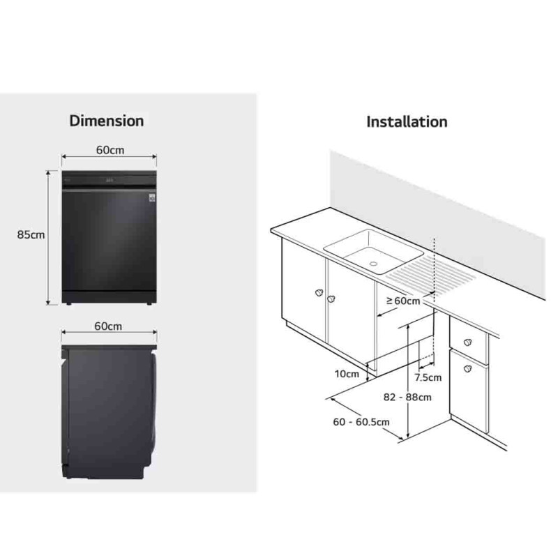 LG Dishwasher14 Place Setting Quad-Wash™ Dishwasher Machine Platinum Silver Model: DFC513FV