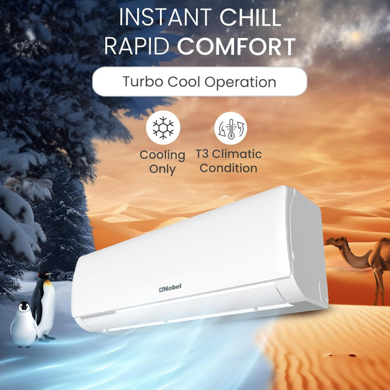 Nobel 1.5 Ton Split Air Conditioner T3 AC Tropical Rotary Compressor R410 NSAC18T3N