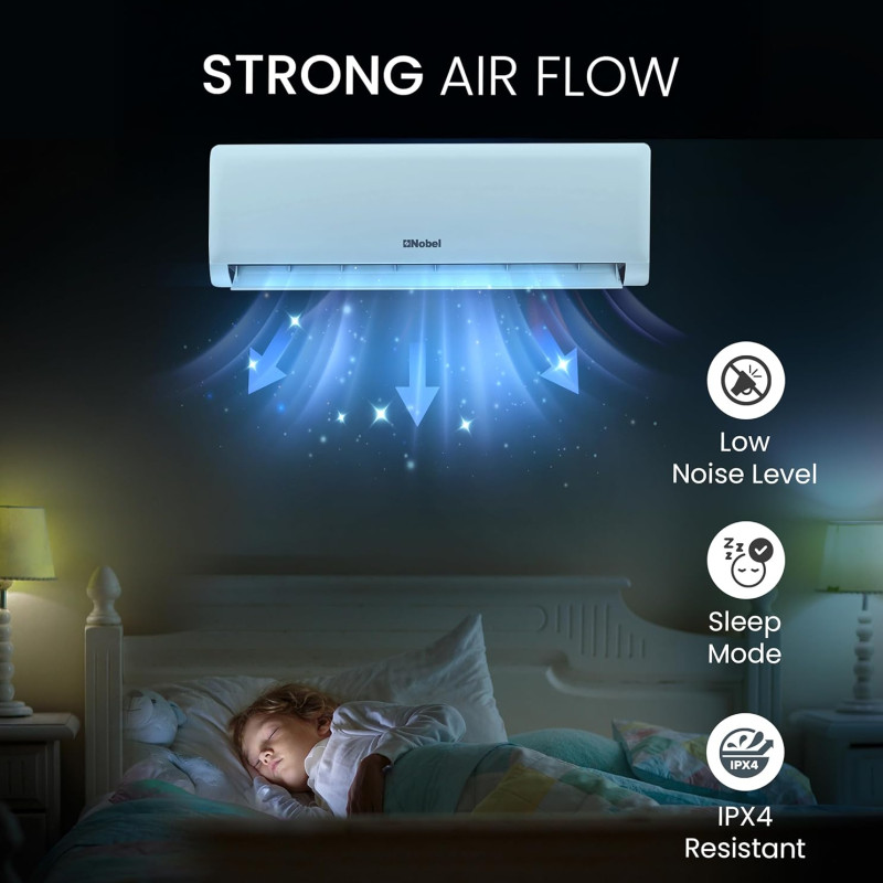 Nobel 1.5 Ton Split Air Conditioner T3 AC Tropical Rotary Compressor R410 NSAC18T3N