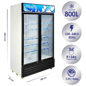 Super General 1000 Glass Liter Double-Door Upright Beverage Chiller Model SGSC1018IF