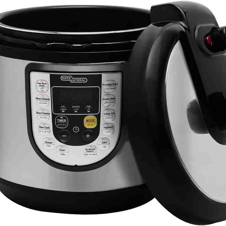 Super General 6 Liter Stainless Steel Pressure Cooker, Electric Cooker with Digital Display SGEC60DM