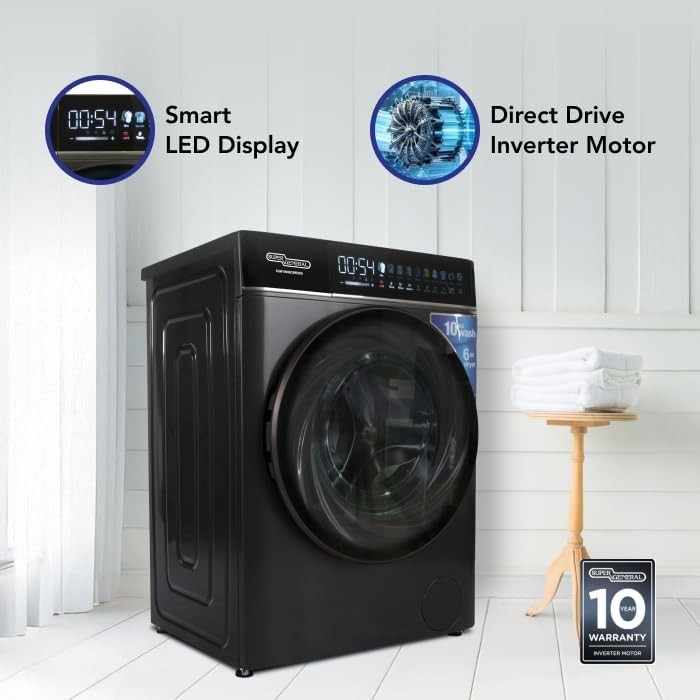Super General 10 Kg Washer and 6 Kg Dryer Combo Front Load Washing Machine,Inverter Motor  SGW10650CMBDDS